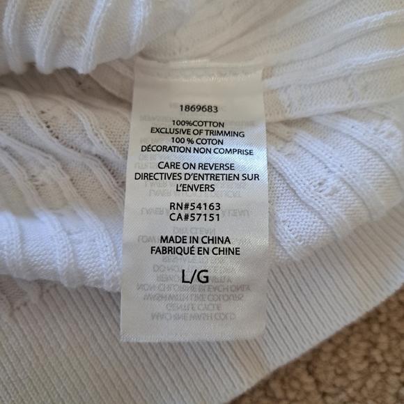 Tommy Hilfiger Sweater Women's Size Large White Cable Knit Short Sleeved NWT - Picture 8 of 12